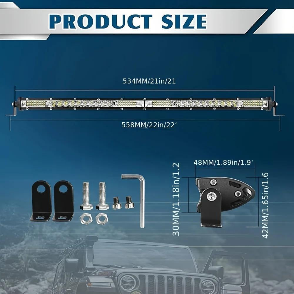 LED Work Light Bar Kit for Off-Road Truck Jeep SUV ATV UTV Tractor, 12-24V 2000-3000LM Combo 22in 10in + 4in Spot Flood Lights, No Battery Required, Hard Wire or Direct Power