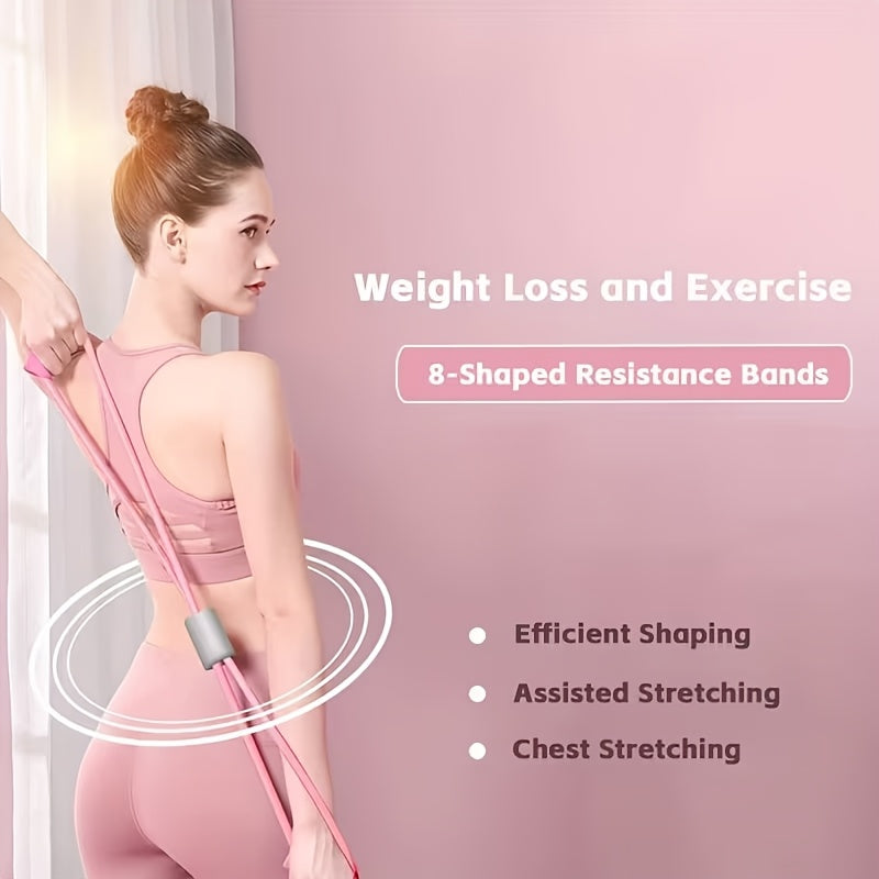 Fitness Equipment Pink Multi-Piece Resistance Kit with Fabric Loops Tube Puller and Pedal Puller