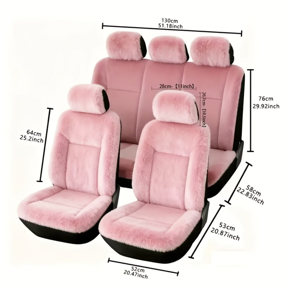 Car Seat Covers 5-Seat Plush Full-Wrap Set with Front and Rear Coverage in Seven Color Options