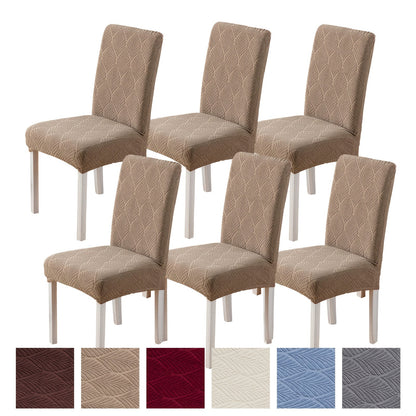 Dining Chair Covers 6pcs Waterproof - Stretch Polyester Spandex Elastic Slipcovers with Little Leaf Pattern, Machine Washable Pet-Friendly Chair Protectors for Home Restaurant
