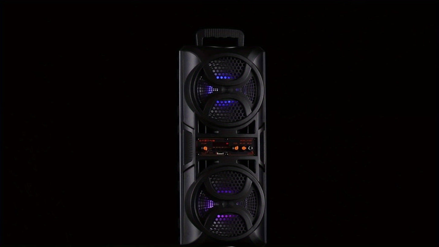 Portable Wireless PA Speaker System Dual 6.5" Subwoofer 3000W Bluetooth TWS Karaoke Outdoor Party Speaker with Microphone LED Light AUX USB FM Remote Control