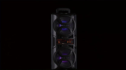 Portable Wireless PA Speaker System Dual 6.5" Subwoofer 3000W Bluetooth TWS Karaoke Outdoor Party Speaker with Microphone LED Light AUX USB FM Remote Control