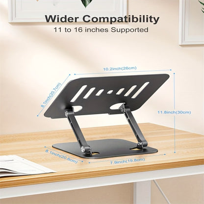 Laptop Stand Adjustable Aluminum Alloy Foldable Portable Ergonomic Desk Riser Compatible with 10 to 16.5 Inch Laptop MacBook Notebook Tablet Computer Stand Holder for Home Office – Black & Silver