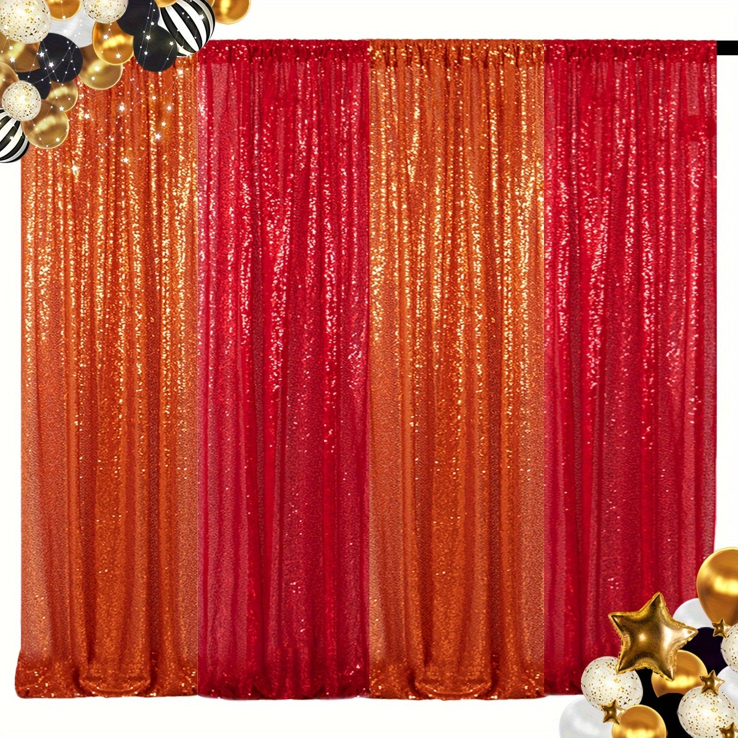 Sequin Backdrop Curtain 4 Panels 2FTx8FT – Shimmer Glitter Background for Wedding Party Photo Booth Decoration