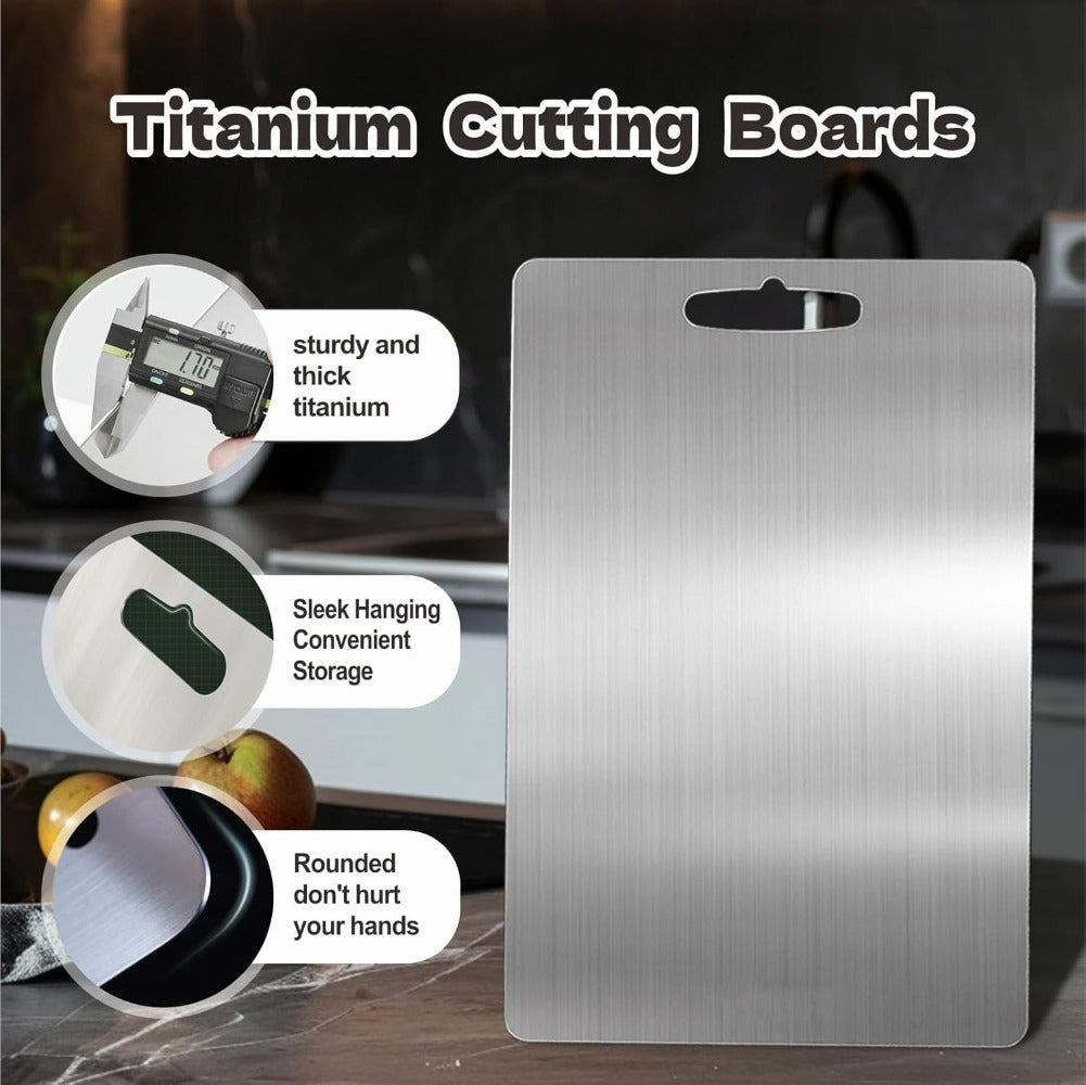 Cutting Board Compact Stainless Steel Double-Sided Prep Surface with Handle, 9.06 x 13.39 Inches