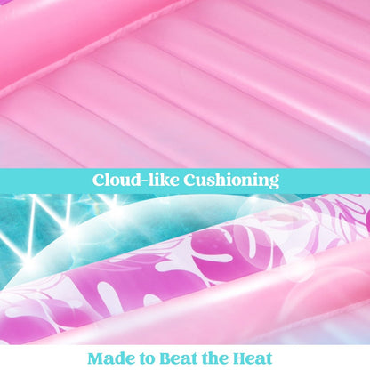 Hot Pink Inflatable Pool Float Tanning Bed with Open Center, Ribbed Base and Large or X-Large Sizes