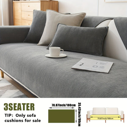 Sofa Cover Ribbed Chenille Stretch Panels with Non-Slip Design for 1 to 4 Seats, Armrests or Cushions