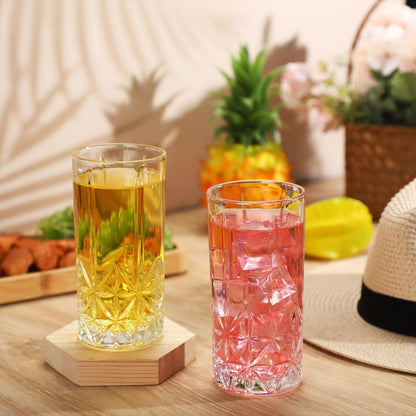 Twelve-Piece Textured Highball Glass Set with 12-Ounce Capacity and 5.9-Inch Tall Clear Design
