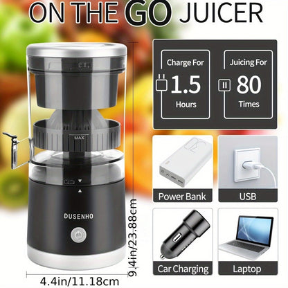 Electric Citrus Juicer Rechargeable USB-C – Portable Electric Orange Juicer Machine with 45W Motor, BPA-Free, Quiet Operation, Cleaning Brush Included, for Orange Lemon Lime