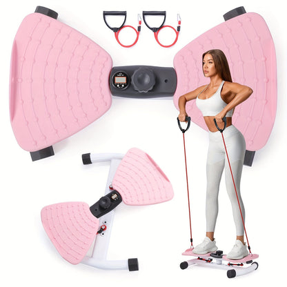 Fitness Equipment Waist Twist Stepper with Resistance Tubes, 360-Degree Pedal Motion and Three Options