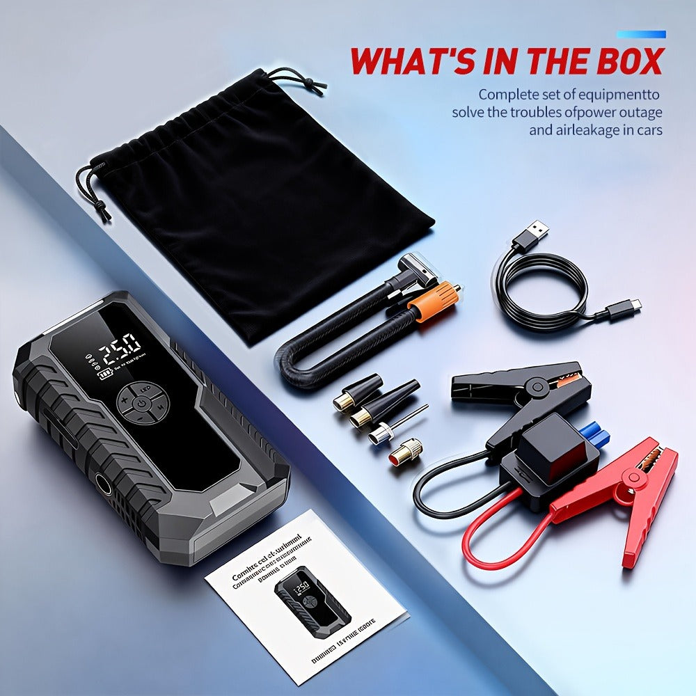 160PSI Air Pump Jump Starter 12V – Portable Car Emergency Starter, LED Light & Battery Charger, Winter Essential, 2 Styles
