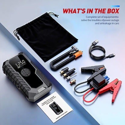 160PSI Air Pump Jump Starter 12V – Portable Car Emergency Starter, LED Light & Battery Charger, Winter Essential, 2 Styles