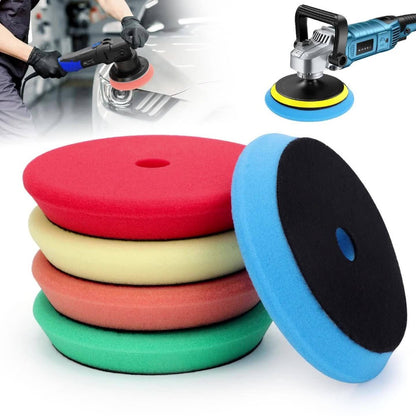 6-Inch Foam Buffing Pads 5-Pack – Beveled Edge Sponge Polishing Disc Set for Car Detailing, Sanding & Waxing, Fits Drill & DA Polisher