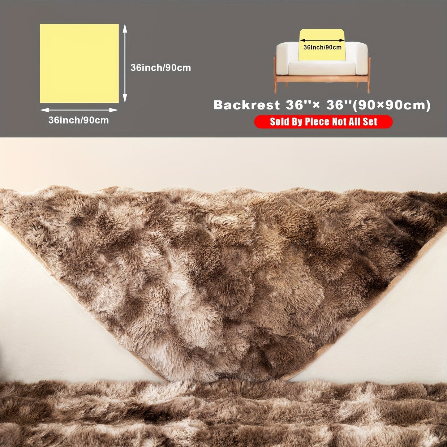 Sofa Cover, Faux-Lamb Plush Gradient Couch Pad in Five Colors with Armchair, Backrest and Seat Sizes