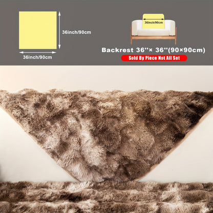 Sofa Cover, Faux-Lamb Plush Gradient Couch Pad in Five Colors with Armchair, Backrest and Seat Sizes