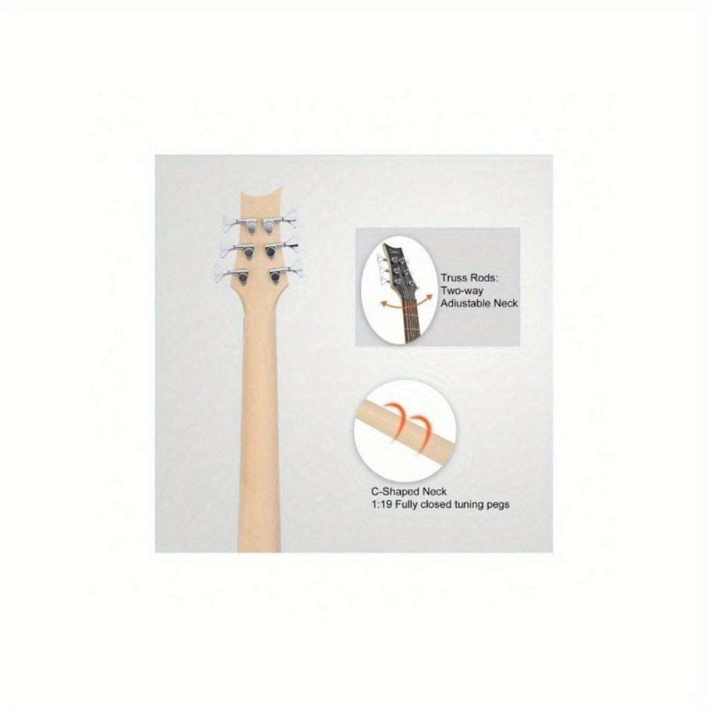 Electric Bass Guitar, Adjustable, 44 Inch, White, Inch, GIB for Lessons and Practice detail image - detail view 10