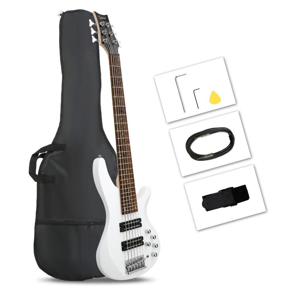 Electric Bass Guitar, Adjustable, 44 Inch, White, Inch, GIB for Lessons and Practice detail image - detail view 7