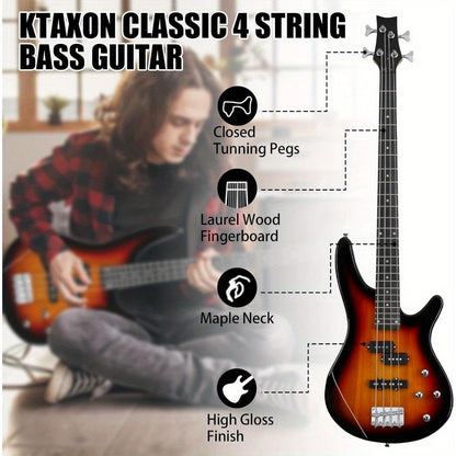 Electric Bass Guitar, Full Size, Complete, Beginner, Set for Lessons and Practice detail image - detail view 10