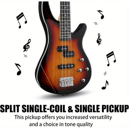 Electric Bass Guitar, Full Size, Complete, Beginner, Set for Lessons and Practice detail image - detail view 4