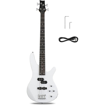 Electric Bass Guitar shown in the White option