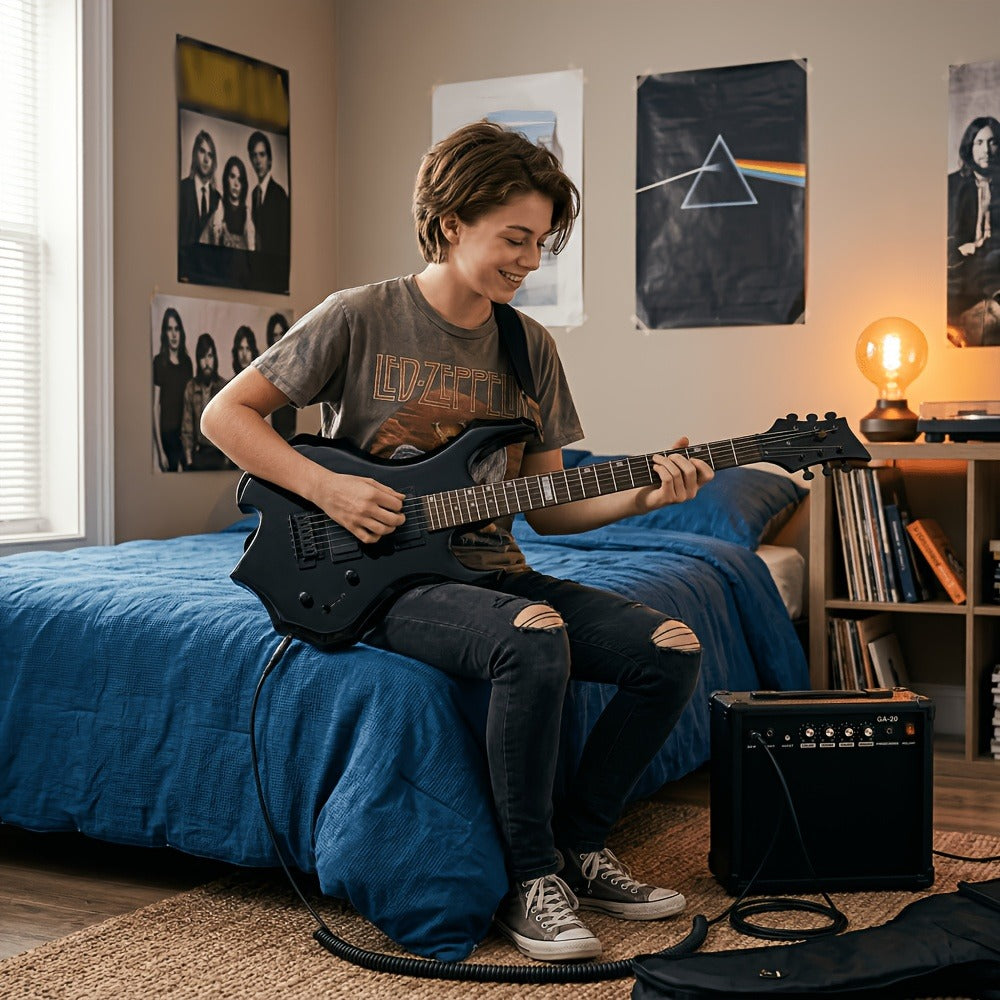 Electric Guitar, Adjustable, Portable, Amp, Set, Black for Lessons and Practice detail image - detail view 3
