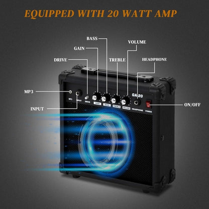 Electric Guitar, Adjustable, Portable, Amp, Set, Black for Lessons and Practice detail image - detail view 6