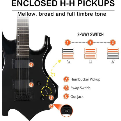 Electric Guitar, Adjustable, Portable, Amp, Set, Black for Lessons and Practice detail image - detail view 7
