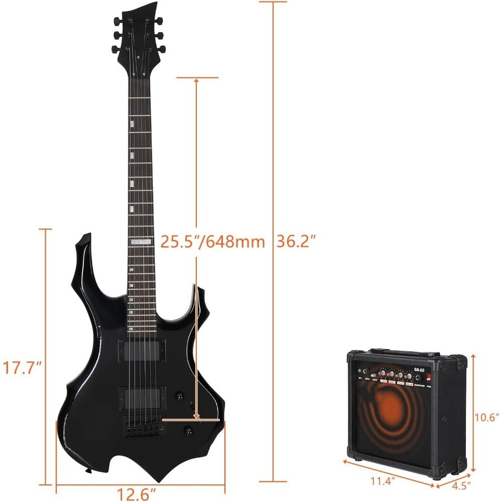 Electric Guitar, Adjustable, Portable, Amp, Set, Black for Lessons and Practice detail image - detail view 9