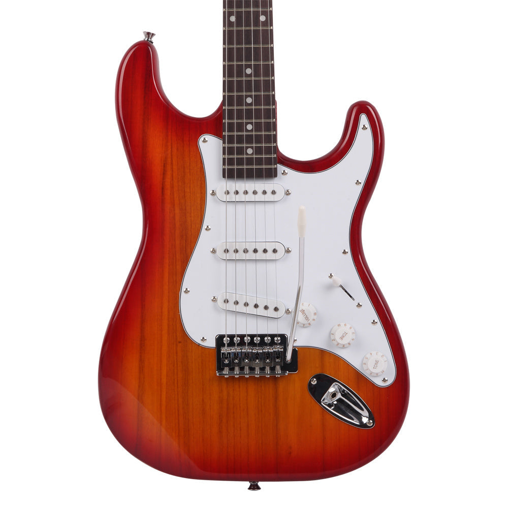 Electric Guitar shown in the Sunset Red option