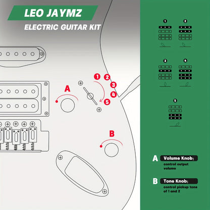 Electric Guitar, Full Size, 39 Inch, Leo, Jaymz, Inch for Lessons and Practice detail image - detail view 6