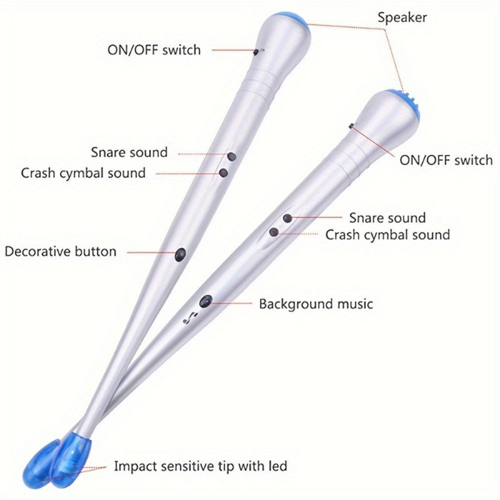 Electronic Air Drumsticks with Sound, LED Tips and Volume Control detail image - detail view 7