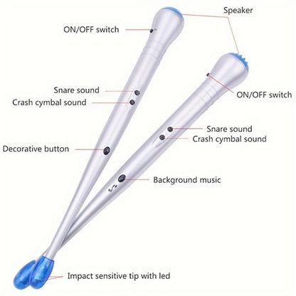 Electronic Air Drumsticks with Sound, LED Tips and Volume Control detail image - detail view 7