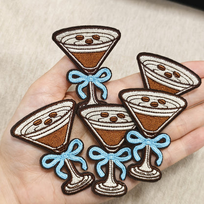 Embroidered Patch - Espresso Martini Set 5pcs Vintage Iron-On Polyester Patches for Clothing - main product view