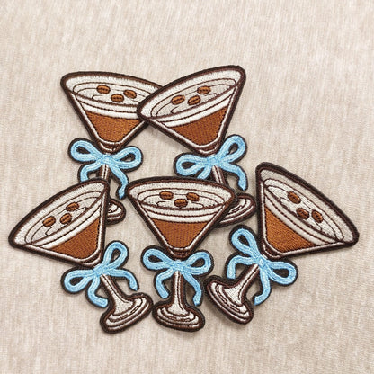 Embroidered Patch - Espresso Martini Set 5pcs Vintage Iron-On Polyester Patches for Clothing - product detail view 3