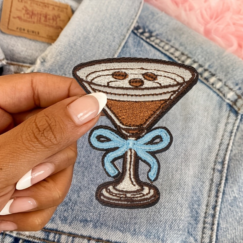 Embroidered Patch - Espresso Martini Set 5pcs Vintage Iron-On Polyester Patches for Clothing - product detail view 4
