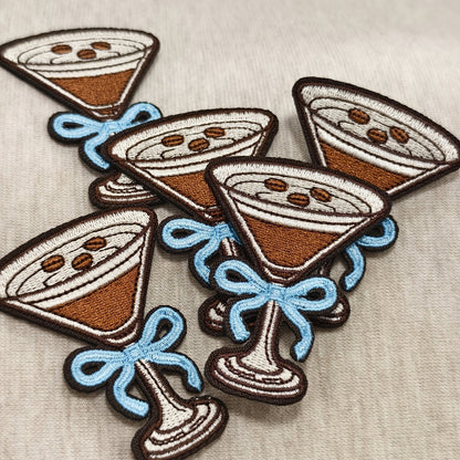 Embroidered Patch - Espresso Martini Set 5pcs Vintage Iron-On Polyester Patches for Clothing - product detail view 5