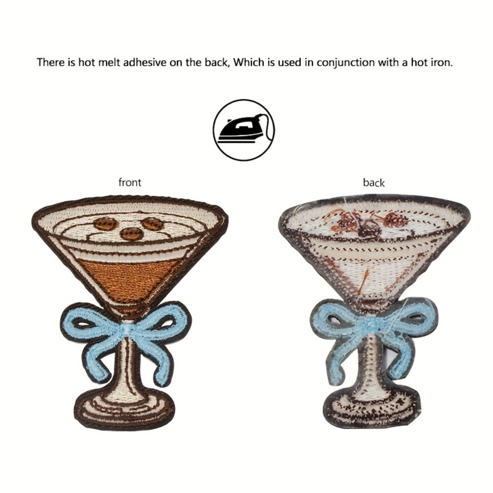 Embroidered Patch - Espresso Martini Set 5pcs Vintage Iron-On Polyester Patches for Clothing - product detail view 7