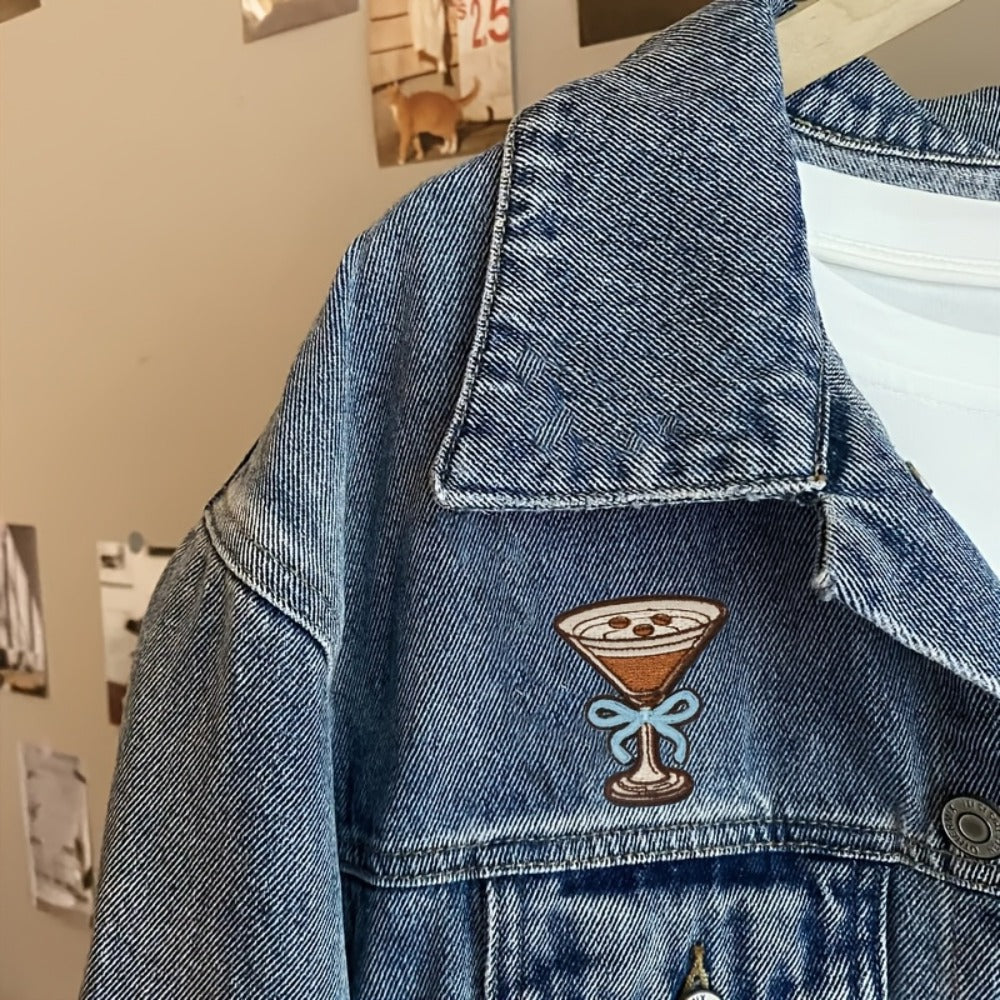 Embroidered Patch - Espresso Martini Set 5pcs Vintage Iron-On Polyester Patches for Clothing - product detail view 9