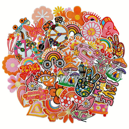 Embroidered Patch - Iron-On Patches Set of 48 - Hippie Bohemian Appliques for Clothing, Hats - product detail view 8