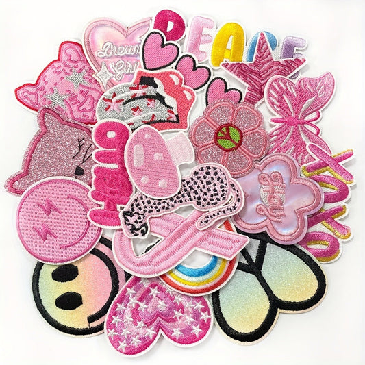 Embroidered Patch - Iron-On Patches Set of 20 - Y2K Aesthetic Cute Appliques for Jackets - main product view