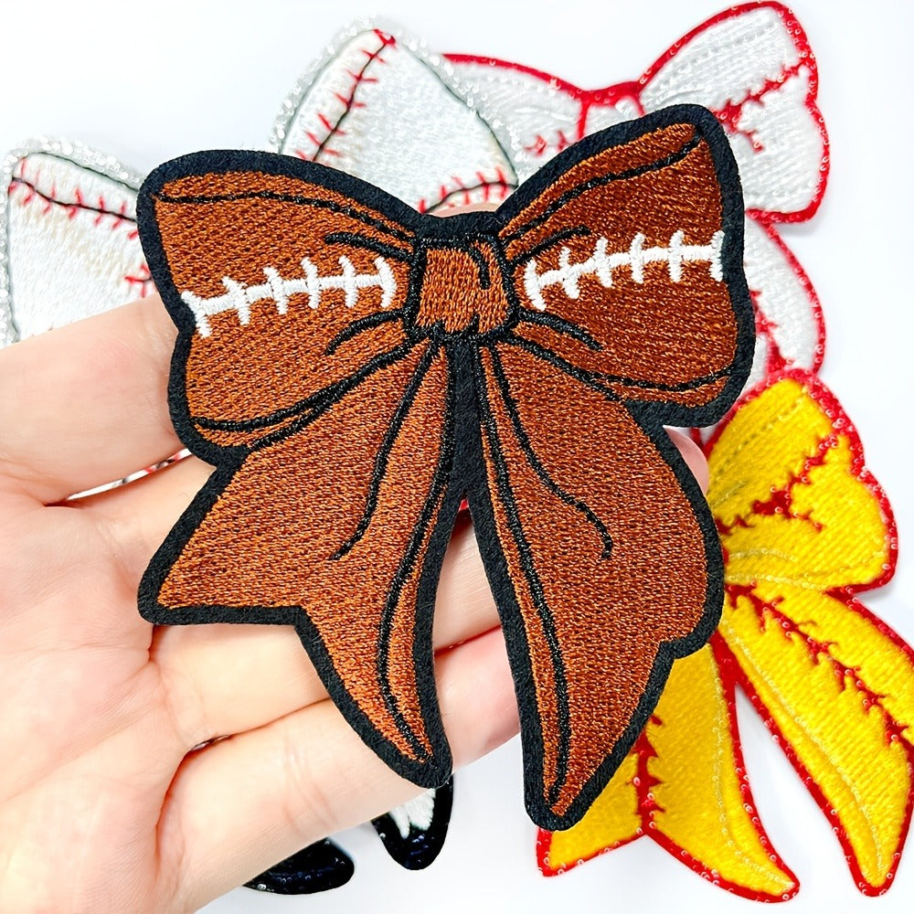 Embroidered Patch - Patches Set of 10 - Sports Bow Baseball Football Rugby Iron-On Sew-On - product detail view 6