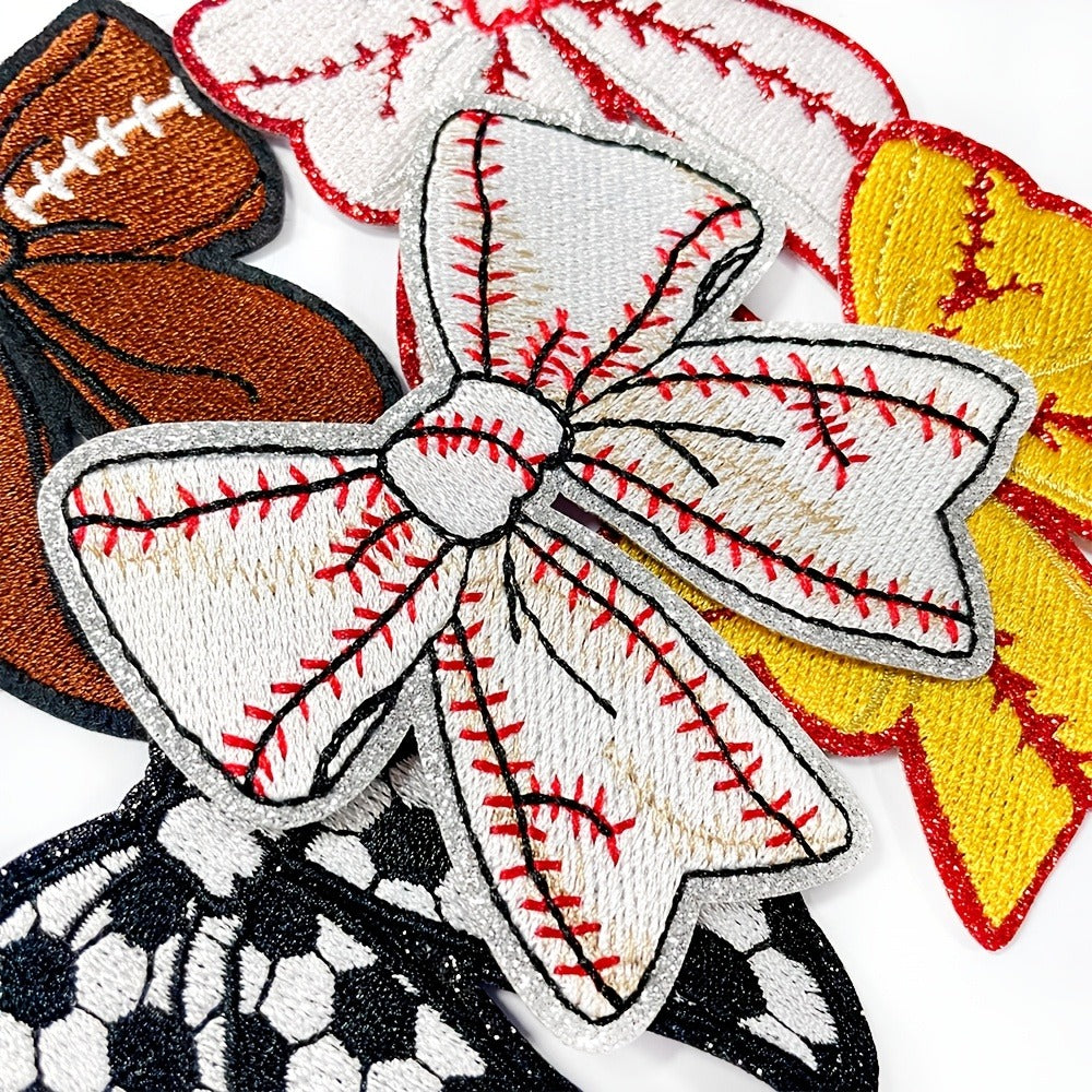Embroidered Patch - Patches Set of 10 - Sports Bow Baseball Football Rugby Iron-On Sew-On - product detail view 8