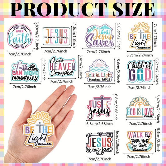 Embroidered Patch - Patches Set of 16 - Large Christian Faith Jesus Bible Iron-On Sew-On - product detail view 2