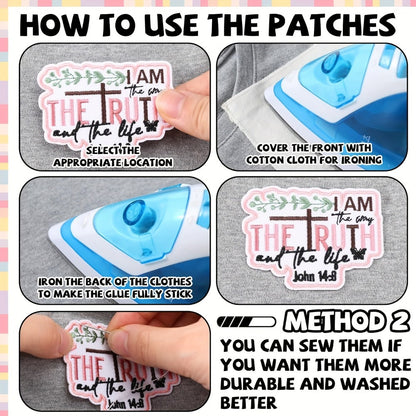 Embroidered Patch - Patches Set of 16 - Large Christian Faith Jesus Bible Iron-On Sew-On - product detail view 6