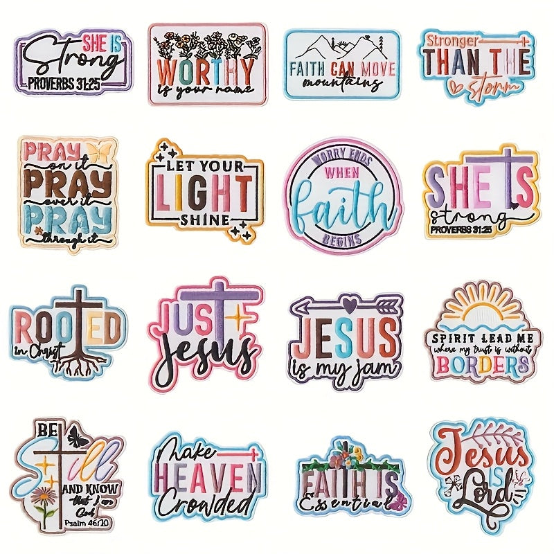 Embroidered Patch - Patches Set of 16 - Large Christian Faith Jesus Bible Iron-On Sew-On - product detail view 7