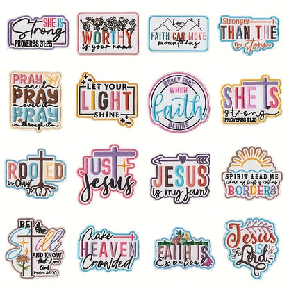 Embroidered Patch - Patches Set of 16 - Large Christian Faith Jesus Bible Iron-On Sew-On - product detail view 7
