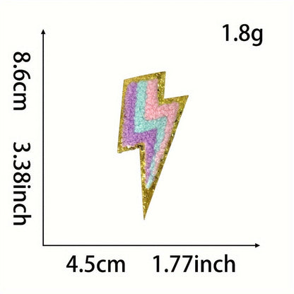 Embroidered Patch - Patches Set of 20 - Colorful Lightning Bolt Iron-On Appliques for - product detail view 2