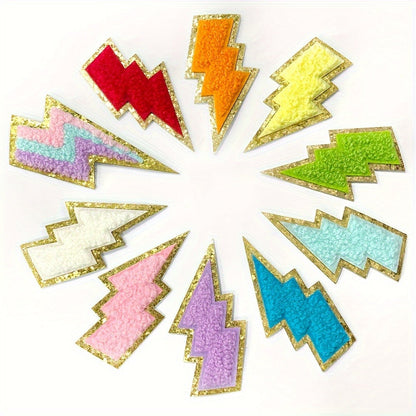 Embroidered Patch - Patches Set of 20 - Colorful Lightning Bolt Iron-On Appliques for - product detail view 4