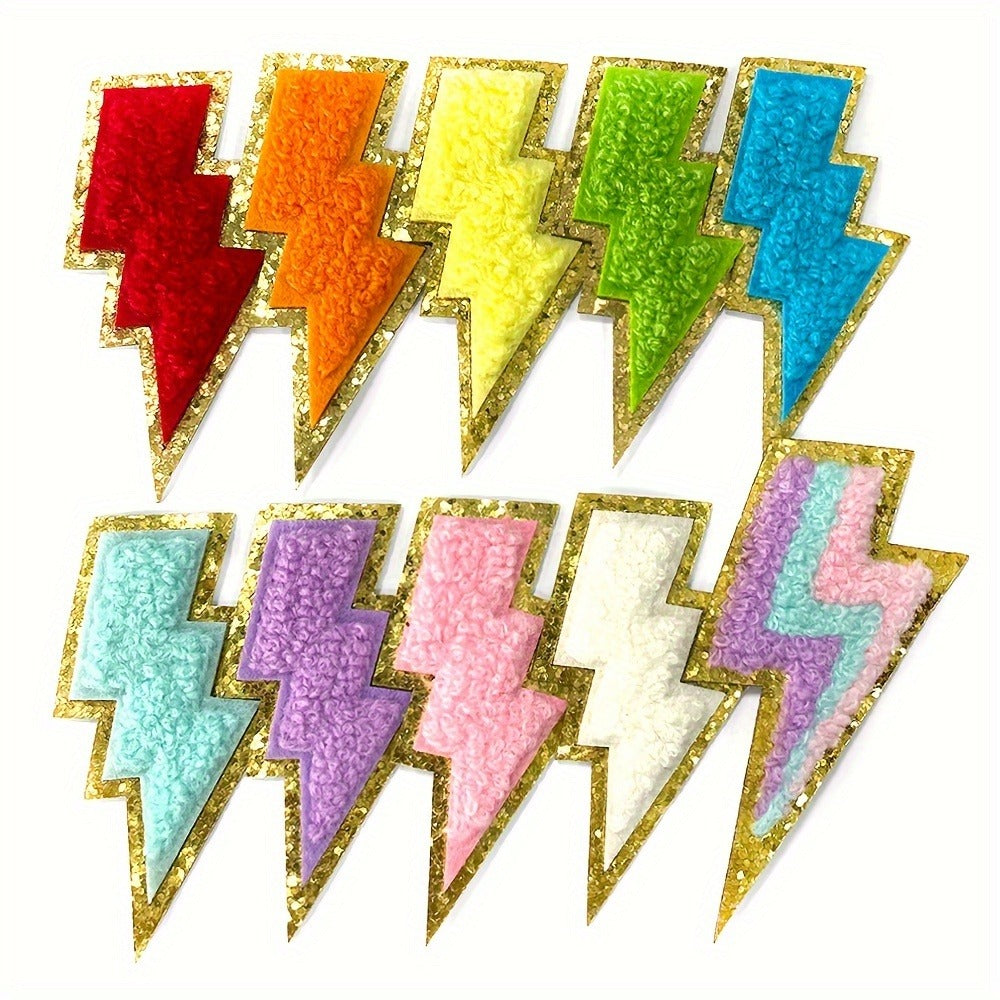 Embroidered Patch - Patches Set of 20 - Colorful Lightning Bolt Iron-On Appliques for - product detail view 5
