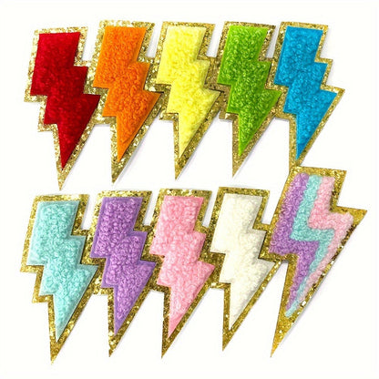 Embroidered Patch - Patches Set of 20 - Colorful Lightning Bolt Iron-On Appliques for - product detail view 5